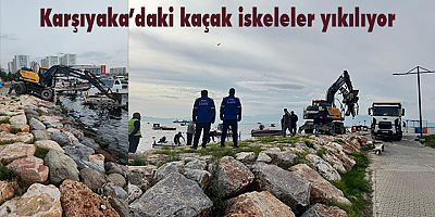Karşıyaka’daki kaçak iskeleler yıkılıyor
