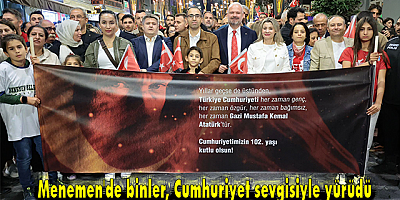 Menemen'de binler, Cumhuriyet sevgisiyle yürüdü